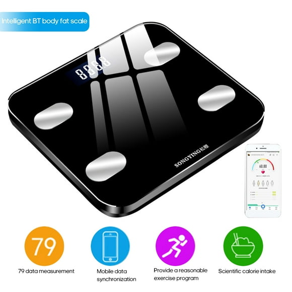 Tignapoo Smart Bluetooth Bathroom Scale for Home Use - Electronic Weight Measurement with High-Definition LCD Display, Battery-Operated, Sleek Black Finish (Batteries Not Included)