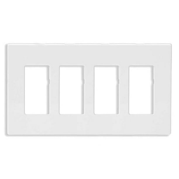 Leviton SJ264SW White Screwless SnapOn Polycarbonate Four Gang Decora Wall Plate