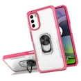 thumbnail image 4 of For Nokia G100 Transparent Hybrid PC + TPU Magnetic Ring Stand (work with Car Mount) Detachable Frame Bumper Phone Case Cover by Xpression - Clear + Magenta, 4 of 7