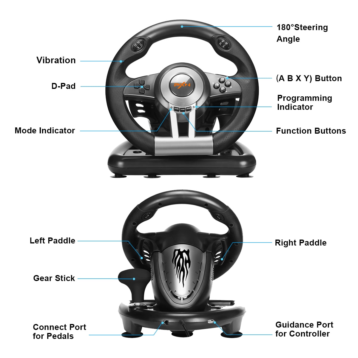 超お買い得！】 PXN Racing V3II Steering PC Wheel Racing PXN Wheel， V3II USB Car  Race Foldable Game with Steering Game Wheel with Pedal Pedals Compatible  for Windows PC/PS3/PS4/Xbox One/Nintendo Switch
