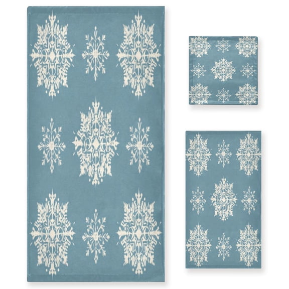 Three-Piece Towel Set Face Towel Towel Set Hand Towel Bath Towel Cotton Bath Towels Bath Towel Sets Hand Bath Towels Winter Snowflakes