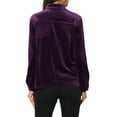 thumbnail image 3 of INSPIRE CHIC Women's Velvet Long Sleeve Button Down Casual Shirts XS Purple, 3 of 5