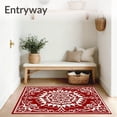 thumbnail image 3 of ODIKA 4'x6' Machine Washable Non-Slip Area Rug, Vintage Yuletide Medallion with Nordic Starburst Motif High Traffic Rug with Pad, Red, 611863, 3 of 8