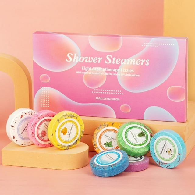 Kmbangi 8Pcs Natural Bath Bombs with Essential Oils, Shower Steamers Aromatherapy for SPA Relaxation