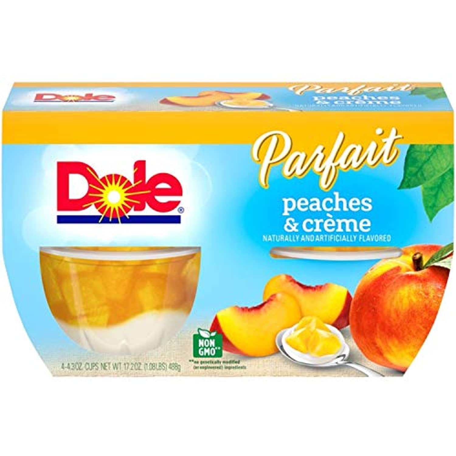 Dole Fruit Bowls, Peaches & Crème Parfait, 4.3Oz, 4 Cups