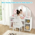 thumbnail image 4 of Gymax Kids Vanity 2 in 1 Princess Makeup Desk & Chair Set Safe Tri-fold Mirror White, 4 of 9