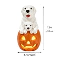 thumbnail image 3 of Halloween Light‑Up Golden Retriever Mom and Puppy Figurine, Warm LED Pumpkin Dog Statue Tabletop Decor for Indoor Mantel Shelf Halloween Home Party Decoration, 3 of 7