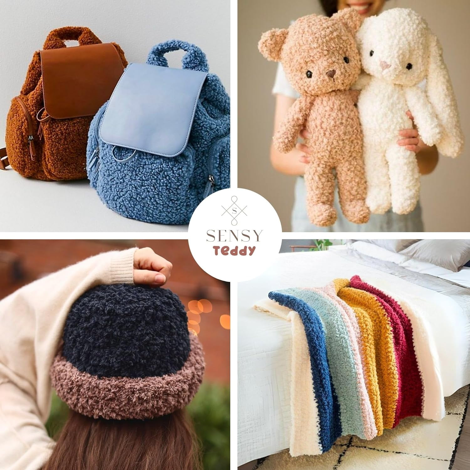 3 Skeins of Sensy Teddy Yarn for Crocheting, Sheepy Yarn, Sherpa Fleece Yarn, Soft Fluffy and Cozy Yarn, Baby Blanket Yarn, Amigurumi Yarn, 3.5 oz, 109 Yards, Gauge 5 Bulky (Brown)