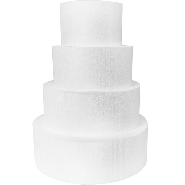 4 piece Round Cake Dummy Set 6", 8", 10" & 12" by 4" thick. Perfect for