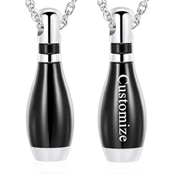 Cremation Jewelry Bowling Pin Urn Necklaces for Human Ashes,Cremation Urn Locket Pendant Ashes Keepsake Memorial Necklace Holder for Family/dad/mom/sister/grandparents