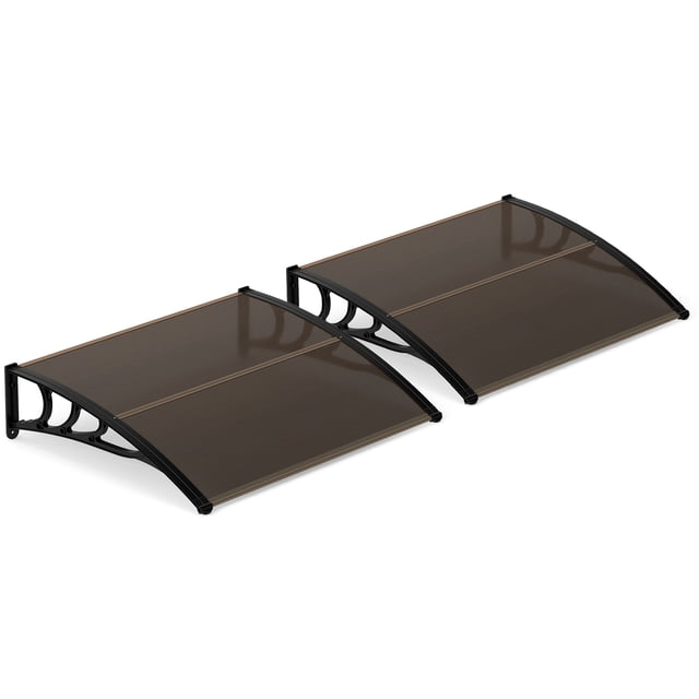 Gymax 2 Pcs Auvent de Vestibule Extérieur pour Terrasse Extérieure avec Cote UPF50+ Brun