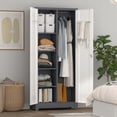 thumbnail image 6 of Metal Storage Cabinet with Lock,72" Garage Storage Cabinets with Hanging Rod & S-Hooks,Large Storage Cabinet with Shelves,Locking Tool Utility Closet for Home,Garage,Utility Room,Grey White, 6 of 9
