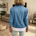thumbnail image 7 of Women's Casual Zip Up Denim Bomber Jacket Short Long Sleeve Jean Coat with Pockets Sky Blue S(S), 7 of 7