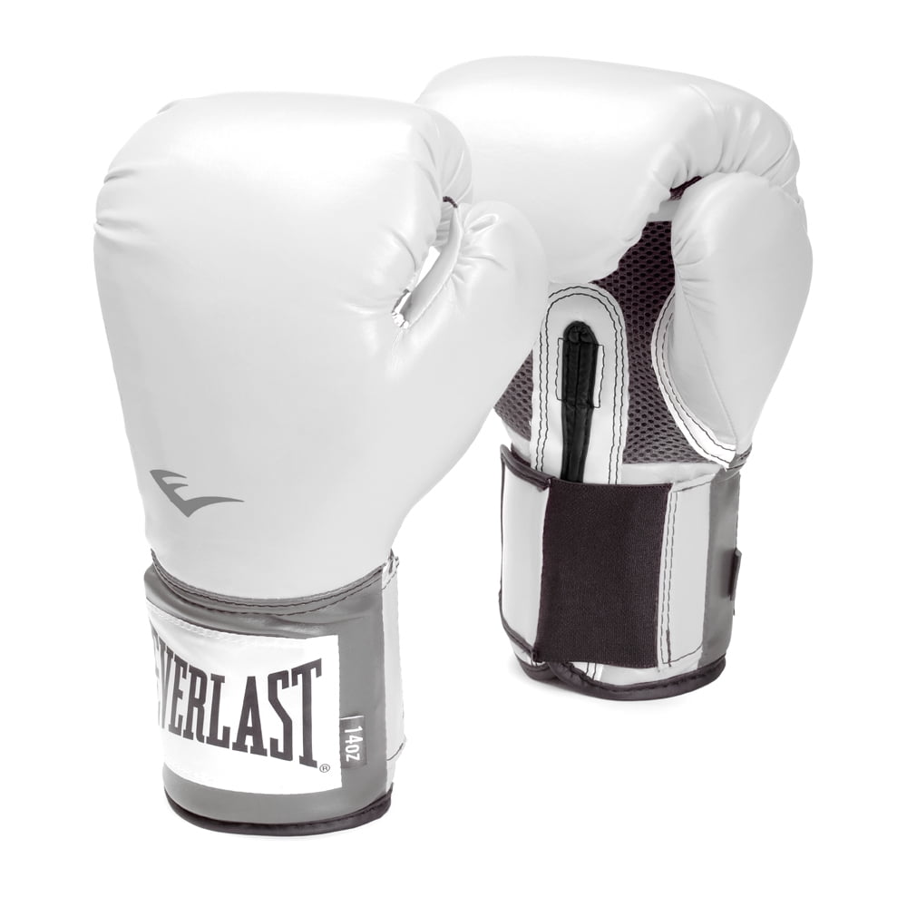 Pro Style Power Training Boxing Gloves in White/Black Everlast 12oz 