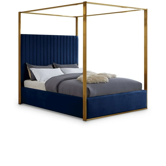 Meridian Furniture Jones Navy Velvet Queen Bed