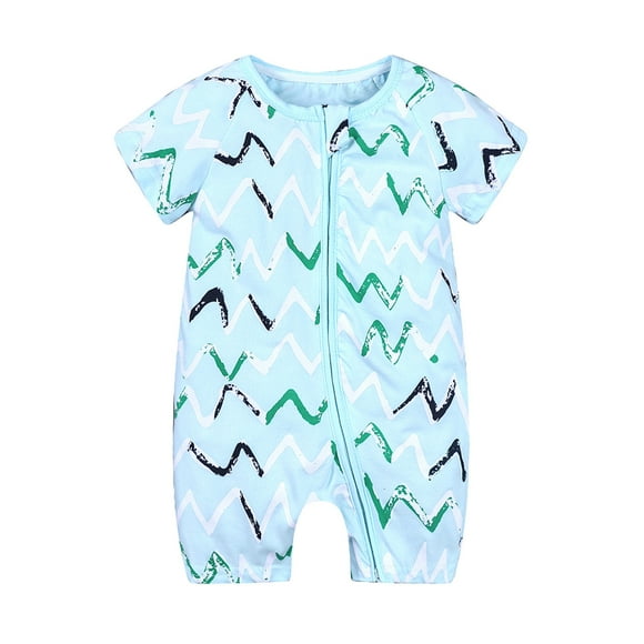 IROINID Discount Cotton Neutral Onesies Baby Boys Girls Cute Cartoon Pattern Short Sleeve Double Zipper Romper Jumpsuit,Green