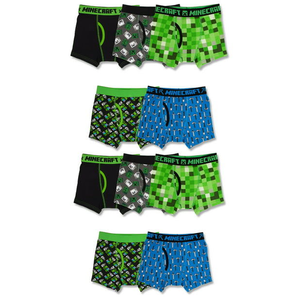 Minecraft Boys Underwear, 10 Pack Boxer Briefs Sizes 4 - 8