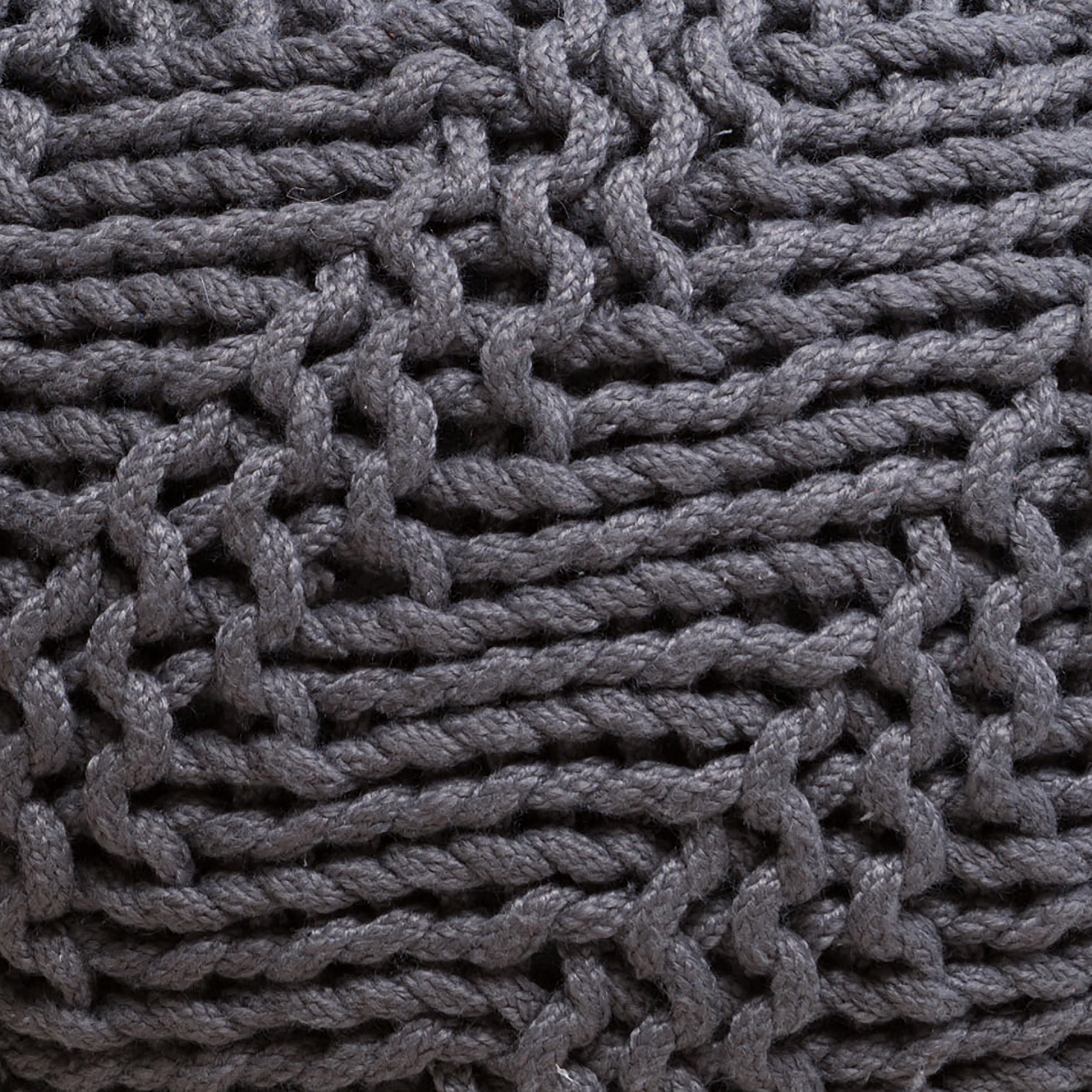 Noble House Indoor/ Outdoor Fabric Weave Pouf,Dark Grey