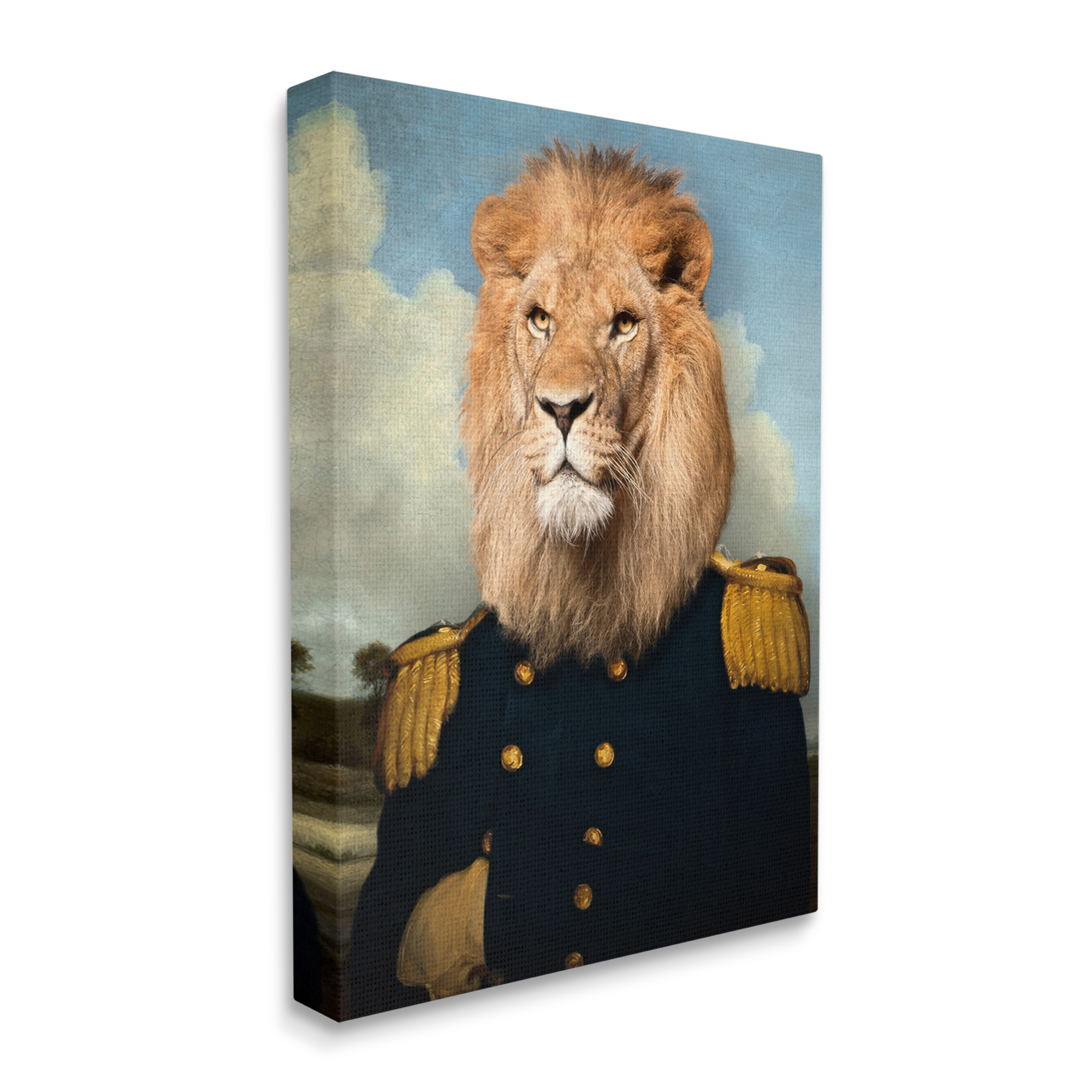Stupell Industries Regal Lion Portrait Military Uniform Adorned Epaulettes Canvas Wall Art, 30 x 40, Design by Philippe Tyberghien