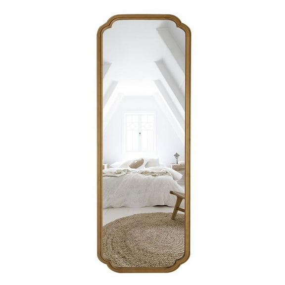 Magnifique Full Length Mirror Floor Mirror Rustic Wooden Frame Floor Mirror, Large Full Body Mirror for Bedroom, Leaning or Hanging Against Wall 65" x 22", Natural Wood