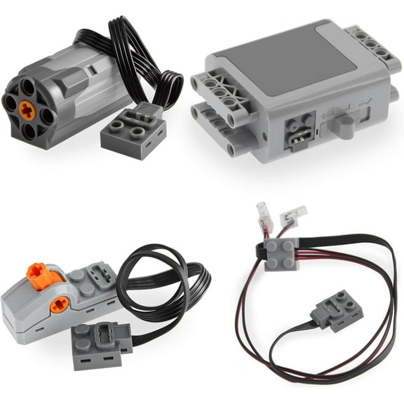 4pcs Technic-Motor Set with Motor-Swith-Light-Cable, Battery-Box, Compatible with Technic-Parts