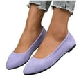 thumbnail image 4 of Purple Ladies Round Toe Flat Loafers, Closed Toe Soft Sole, Slip On Casual Comfortable Flocked, 4 of 9