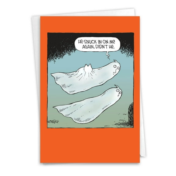 NobleWorks Funny Halloween Greeting Card with 5 x 7 Inch Envelope (1 Card) Ghost Ride C7639HWG