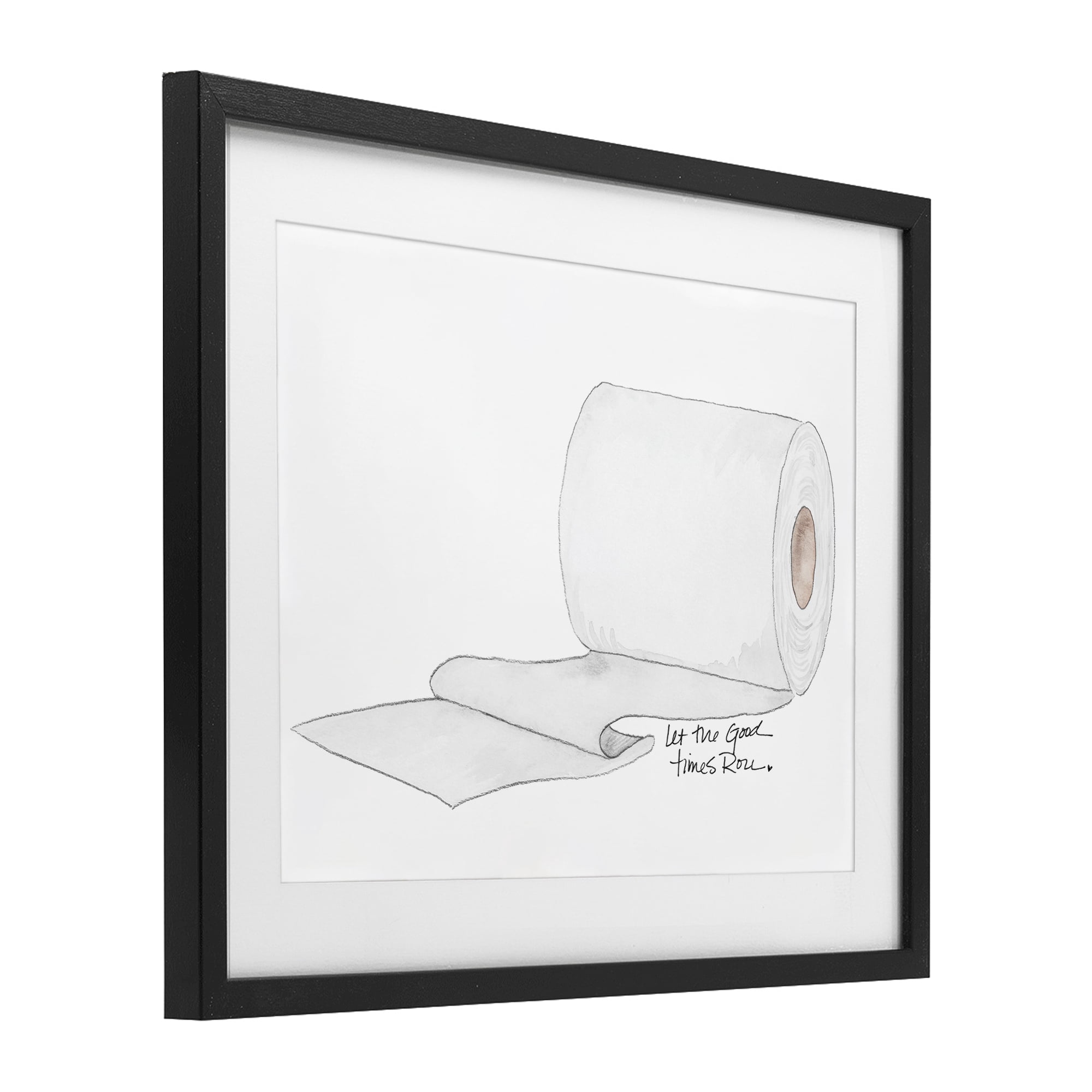 Stupell Industries Good Times Roll Toilet Paper Black Framed Print Under Glass, design by Nola James