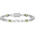 thumbnail image 3 of Sterling Silver Rhodium-Plated Peridot Bracelet (7 X 6) Made In India qx864pe, 3 of 5