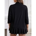 thumbnail image 5 of FlorCurve Plus Size Cardigans for Women 3/4 Sleeve Ruffle Cardigans Casual Lightweight Open Front Cover Up, Black XL, 5 of 6