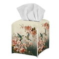 thumbnail image 7 of ZIATUBLE Hummingbird Square Tissue Box Cover Floral Leather Tissue Paper Box Cover Decorative Cube Tissue Holder for Living Room Wear Resistant Napkin Organizer Dispenser, 7 of 7