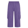 thumbnail image 4 of Resicozy Cargo Capri Pants for Men Casual Elastic Waist Work Shorts Relaxed Fit Hiking Tactical Capris with Multi Pockets Purple M, 4 of 8