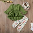 thumbnail image 2 of DcoolMoogl Toddler Kids Baby Girls Clothes Outfits Spring Fall Long Sleeve Ruffles Tops Dress+Floral Pants 3Pcs Set 18-24 Months, 2 of 7