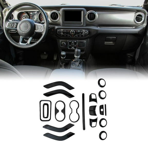 18Pcs Central Control Panel Trim Kit For Jeep For Wrangler Jk 11-17 Car Interior Carbon Pattern Dashboard Decor Set