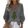 thumbnail image 2 of Ailaofu Christmas Sweatshirts for Women 3/4 Sleeve Christmas Tree Graphic Shirt Funny Cute Xmas V Neck Pullover Tops, 2 of 3