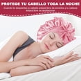 thumbnail image 4 of Gorro de Dormir de Satén, Gorro de Dormir de Seda Suave, Adecuado para Cabello Rizado, Liso, Largo y Corto, Transpirable, Diadema Ancha Ajustable, Negro + Rosa, 4 of 4
