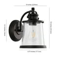 thumbnail image 3 of JONATHAN Y Marais 6.75" Iron/Seeded Glass Vintage Rustic LED Outdoor Sconce, Oil Rubbed Bronze, 3 of 10