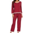 thumbnail image 5 of BLVB Soft Comfy Long Sleeve Pajama Sets Sleepwear for Women 2 Piece Pajama Sets Lounge Pj Sets with Pockets, 5 of 7