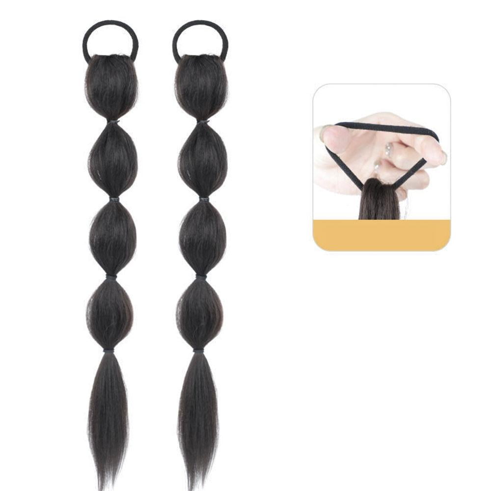 female Bubble Plait synthetic Wig Double Ponytail Hair Extension Sweet Cool simulation Hair Natural temperament artificial wig