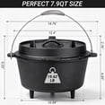 thumbnail image 5 of Ktaxon 7.9QT Cast Iron Dutch Oven with Skillet Lid, 2-in-1 Camping Dutch Oven for Campfire Cooking with Lid Lifter, 5 of 8