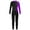 Purple, variant on Girls Long Sleeve Color Block Gymnastic Dance Unitards Overalls Jumpsuit One Piece Full Body Blue 6