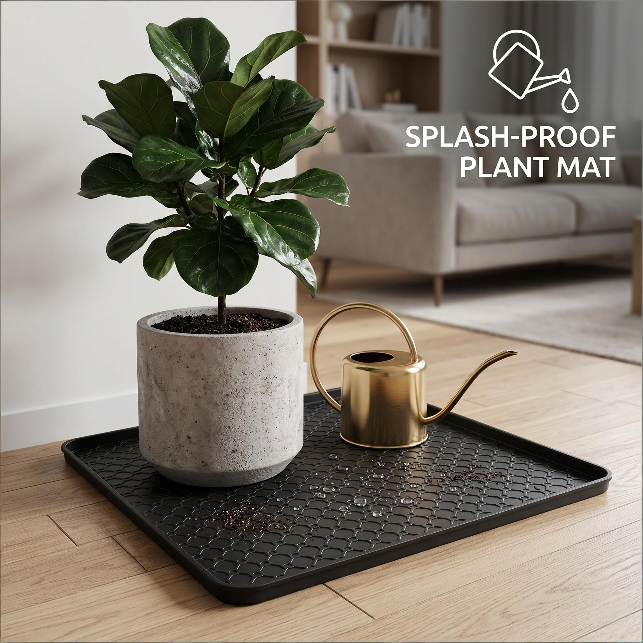 Mini Fridge Water Cooler Silicone Mat with 0.6 Inch Raised Edges 19.7x19.7 Inch Soft Under Refrigerator Floor Protector Washable Under Washing Machine Mat Used for Bedrooms, Kitchens,Offices, Bars