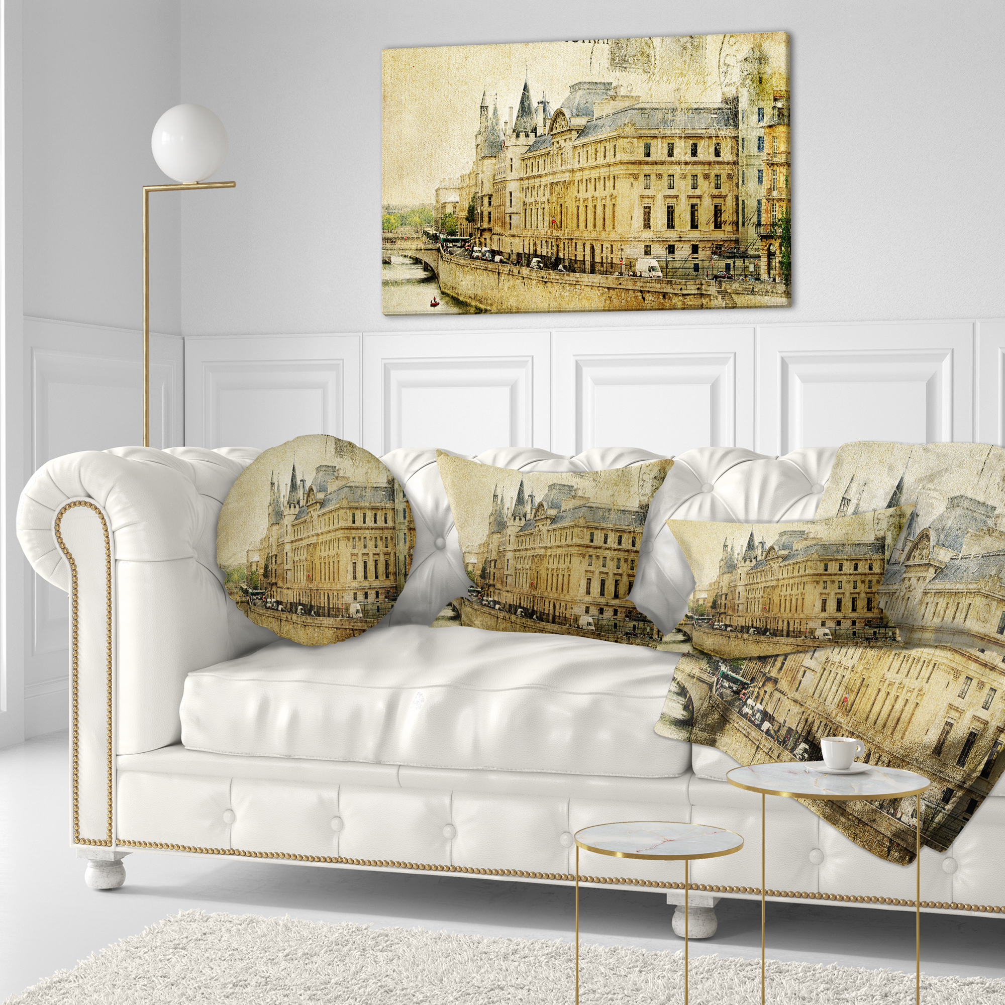 Designart Old Parisian Cards - Abstract Throw Pillow - 12x20