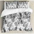 thumbnail image 3 of Cactus Duvet Cover Set Twin Size, Boho Chic Style Monochrome Cactus Flowers and Feathers Exotic Botanical Vintage, Decorative 2 Piece Bedding Set with 1 Pillow Sham, Grey White, by Ambesonne, 3 of 3
