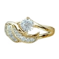 thumbnail image 2 of EIGTHTAIL Cubic Zirconic Angel Wing Shape Ring - Round Alloy Wedding Proposal Ring, 2 of 7