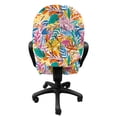 thumbnail image 3 of Colorful Office Chair Slipcover, Continuous Forest Leaves Herbs Branch Fauna Palm Tulip Paradise Retro Pattern, Protective Stretch Decorative Fabric Cover, Standard Size, Multicolor, by Ambesonne, 3 of 5