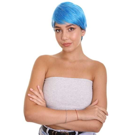 HPO | Short Womens Wig | Cosplay Blue Wig | Premium Breathable Capless Cap