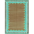 thumbnail image 1 of Ahgly Company Machine Washable Indoor Rectangle Abstract Turquoise Blue Contemporary Area Rugs, 6' x 9', 1 of 4