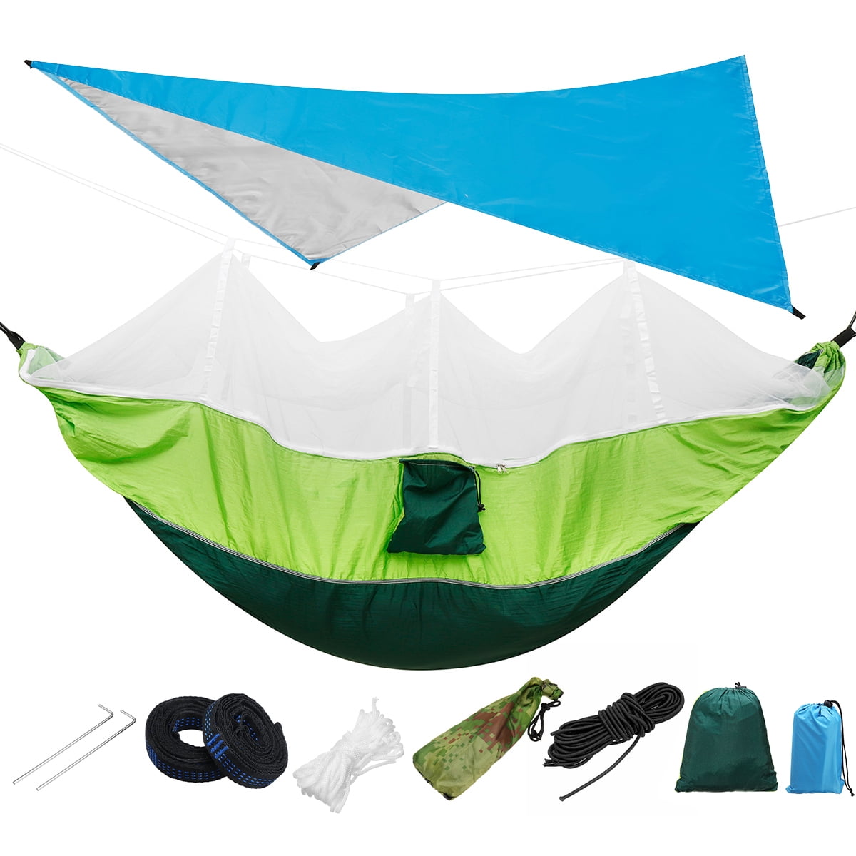 2 Person Camping Hammock Tent Rain Tarp Shelter Sunshade Mosquito Net