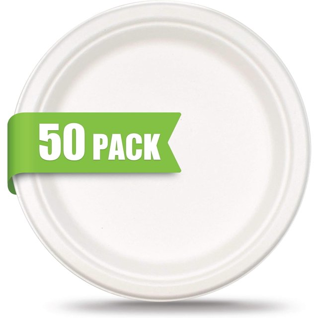 Green Earth - Natural Bagasse (Sugarcane Fiber) Tree Free 9" Paper Plate / Biodegradable / Compostable (50 Counts Disposable Plates?